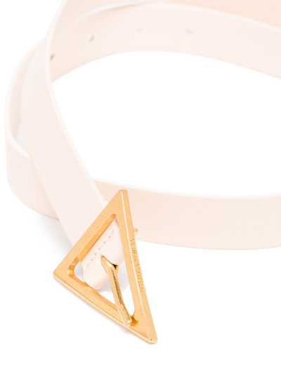 Bottega Veneta Leather Triangle Blet With Gold Finished Buckle 25mm In Pink