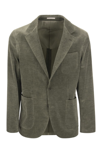 Shop Brunello Cucinelli Cotton And Cashmere Corduroy Deconstructed Jacket In Military Green