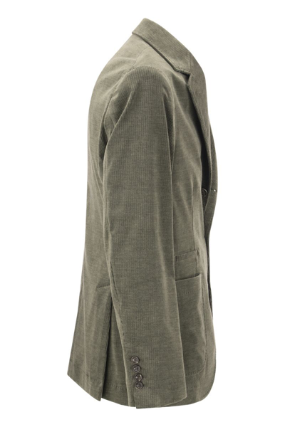 Shop Brunello Cucinelli Cotton And Cashmere Corduroy Deconstructed Jacket In Military Green