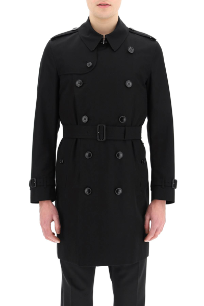 Shop Burberry Mid-length Kensington Long Trench Coat In Black