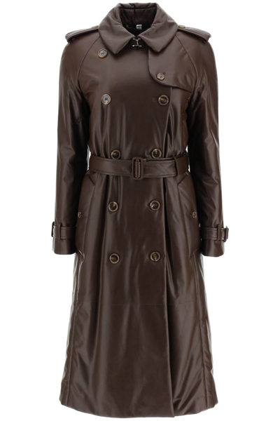 Shop Burberry Plonge Lambskin Waterloo Trench Coat In Brown