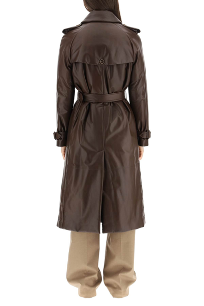 Shop Burberry Plonge Lambskin Waterloo Trench Coat In Brown