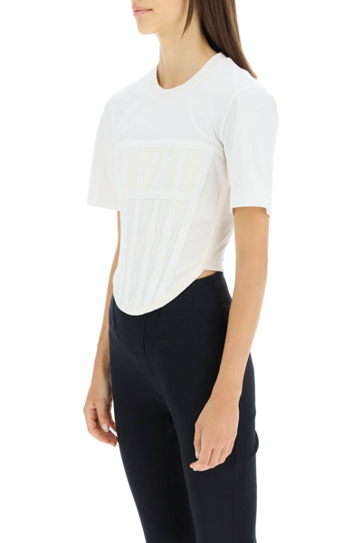 Shop Dion Lee Cotton Jersey Corset T-shirt In White