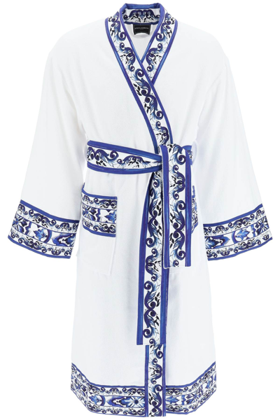 Shop Dolce & Gabbana 'blu Mediterraneo' Bathrobe In Multicolor