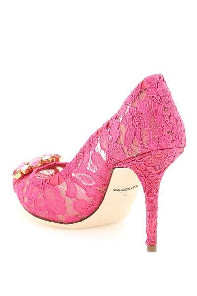 Shop Dolce & Gabbana Charmant Lace Bellucci Pumps In Fuchsia