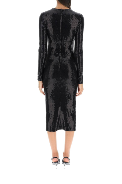 Shop Dolce & Gabbana Sequined Midi Dress In Black