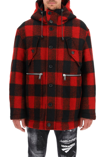 Dsquared2 Checked Single-breasted Coat In Multicolor