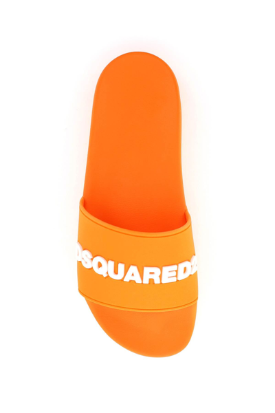 Shop Dsquared2 Logo Rubber Slides In Multicolor