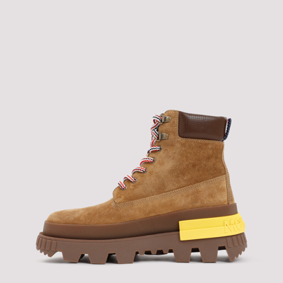 Shop Moncler Corp Ankle Boots Shoes In Brown