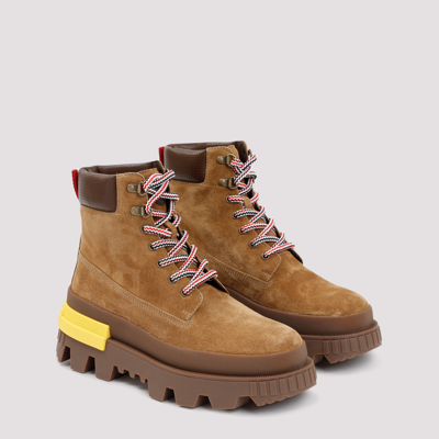 Shop Moncler Corp Ankle Boots Shoes In Brown