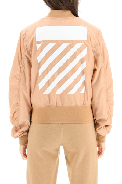 Shop Off-white Diag Bomber Jacket In Beige