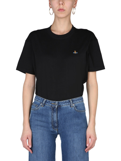 Shop Vivienne Westwood Orb T-shirt With Logo In Black