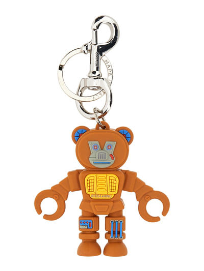 Shop Moschino Robot Bear Keychain In Brown