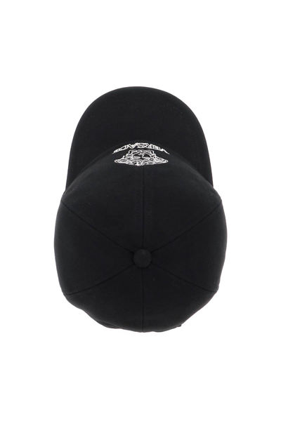 Shop Versace Medusa Embroidery Baseball Cap In Black