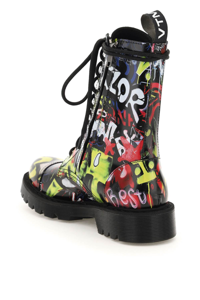 Shop Vetements Graffiti Lace-up Boots In Multicolor