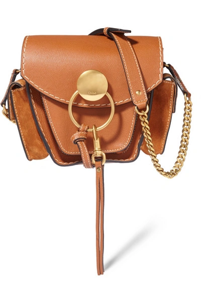 Chloé Jodie Small Leather And Suede Shoulder Bag In Caramel