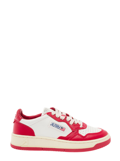 Shop Autry White And Red Low-top Sneakers In Leather   Woman