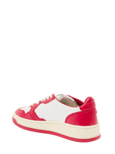 Shop Autry White And Red Low-top Sneakers In Leather   Woman