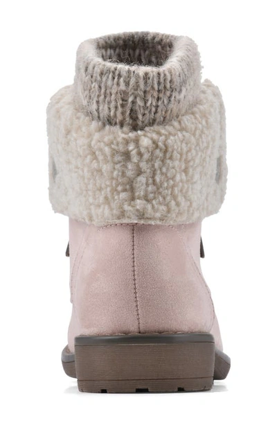 Cliffs By White Mountain Duena Faux Shearling Lined Lace-up Boot In Pale Pink Fabric Fleece