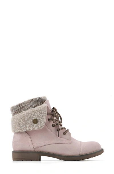 Cliffs By White Mountain Duena Faux Shearling Lined Lace-up Boot In Pale Pink Fabric Fleece