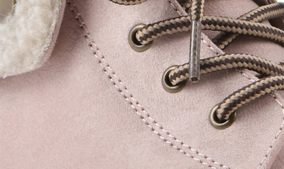 Cliffs By White Mountain Duena Faux Shearling Lined Lace-up Boot In Pale Pink Fabric Fleece