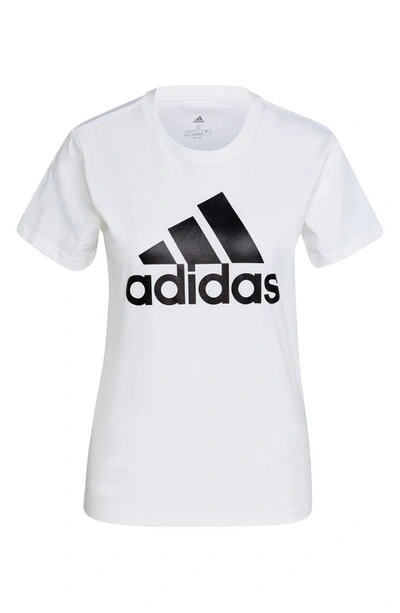 Shop Adidas Originals Logo Print Cotton T-shirt In White/ Black