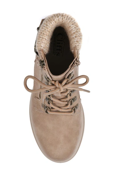 Cliffs By White Mountain Hearty Knit Collar Lace-up Boot In Natural/ Fabric/ Sweat