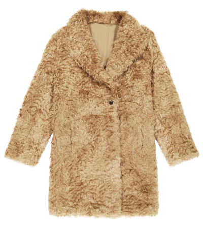 Shop Brunello Cucinelli Mohair-blend Faux Fur Coat In Camel