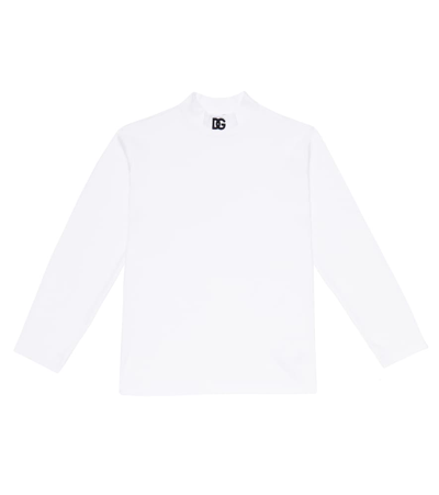 Dolce & Gabbana Kids' Logo Cotton-blend Jersey Turtleneck Top In Bianco  Ottico | ModeSens