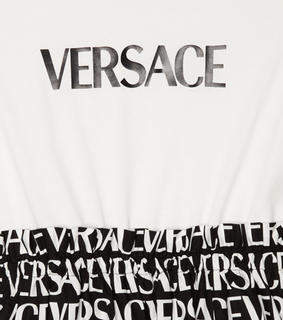 Shop Versace Logo T-shirt Dress In Bianco+nero