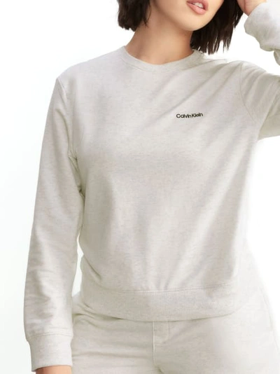 Shop Calvin Klein Modern Cotton Knit Sweatshirt In Snow Heather