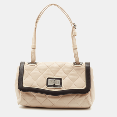 Pre-owned Chanel Beige/brown Quilted Leather Reissue Shoulder Bag In Cream