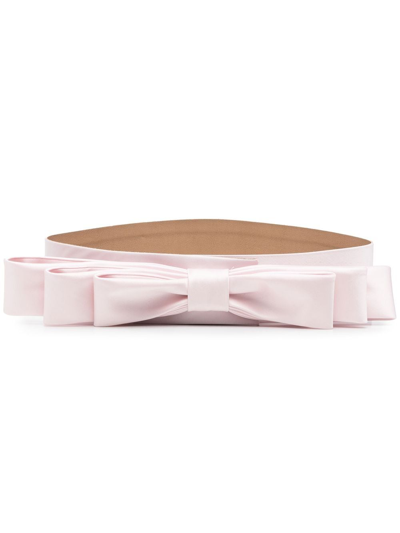 Shop Giambattista Valli Bow-detail Satin-finish Belt In Pink