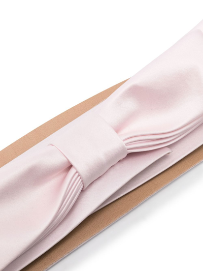 Shop Giambattista Valli Bow-detail Satin-finish Belt In Pink