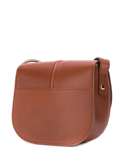 Shop Apc Sac Demi Lune Crossbody Bag In Brown Leather With Logo