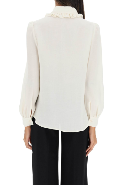 Shop See By Chloé See By Chloe Viscose Shirt With Ruffle Detail In White