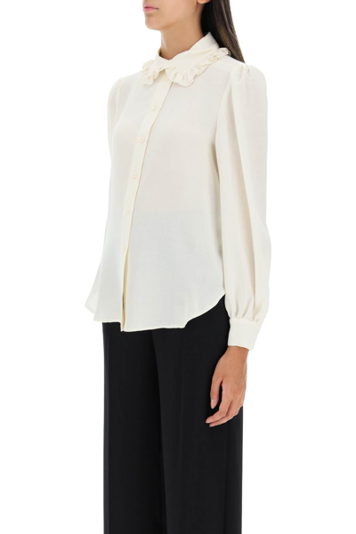Shop See By Chloé See By Chloe Viscose Shirt With Ruffle Detail In White