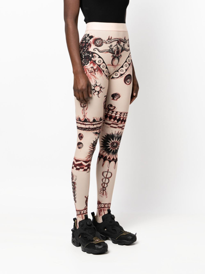 Marine Serre Geotic Tattoo-print Leggings In Neutrals