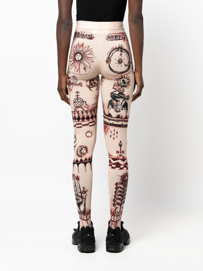 Marine Serre Geotic Tattoo-print Leggings In Neutrals