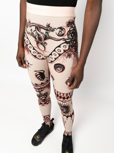 Marine Serre Geotic Tattoo-print Leggings In Neutrals