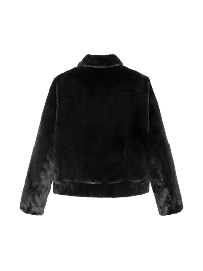 Shop Saint Laurent Faux-fur Detail Trucker Jacket In Black