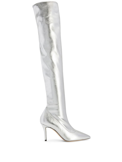 Shop Giuseppe Zanotti Felicity 90mm Over-the-knee Boots In Silver