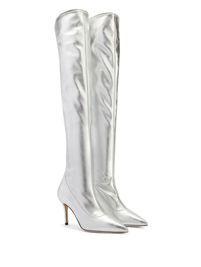 Shop Giuseppe Zanotti Felicity 90mm Over-the-knee Boots In Silver