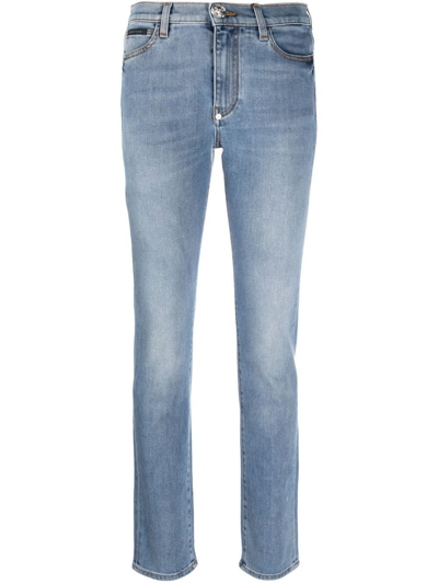 Shop Philipp Plein Mid-rise Slim-cut Jeans In Blue