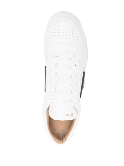 Shop Philipp Plein Hexagonal Low-top Sneakers In White