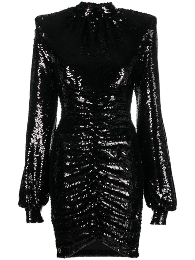 Shop Philipp Plein Sequin-embellished Dress In Black