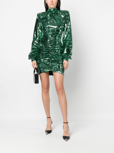 Philipp Plein Sequin-embellished Dress In Green