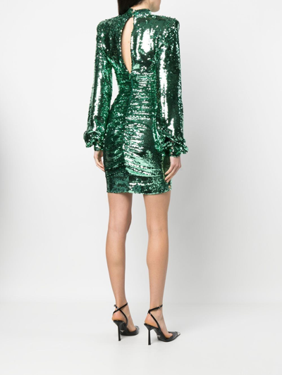 Philipp Plein Sequin-embellished Dress In Green
