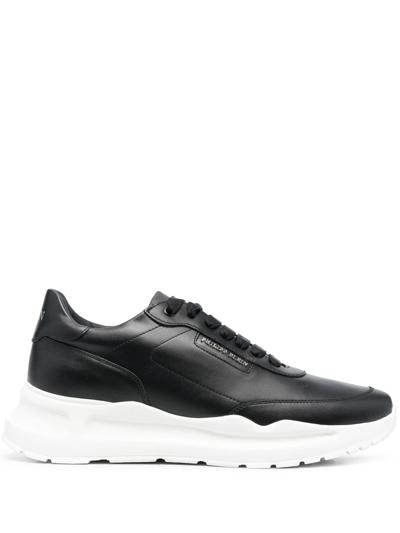 Shop Philipp Plein Runner Leather Low-top Sneakers In Black