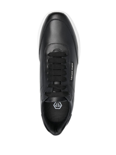 Shop Philipp Plein Runner Leather Low-top Sneakers In Black